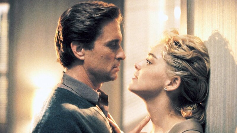Michael Douglas and Sharon Stone in Basic Instinct