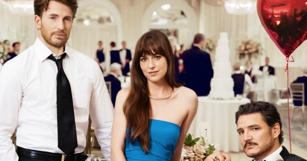 Chris Evans, Dakota Johnson and Pedro Pascal in Materialists